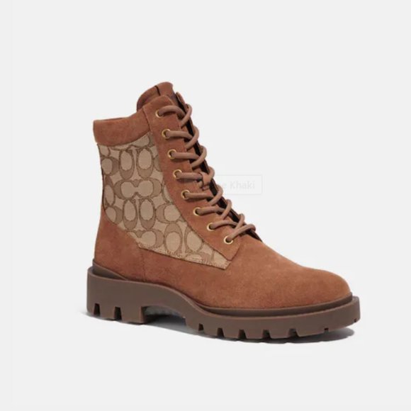 NWT COACH KHAKI SIGNATURE JACQUARD CITYSOLE BOOT - Picture 1 of 12